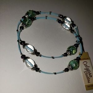 🌻 Handmade Blue Glass Bracelet Set